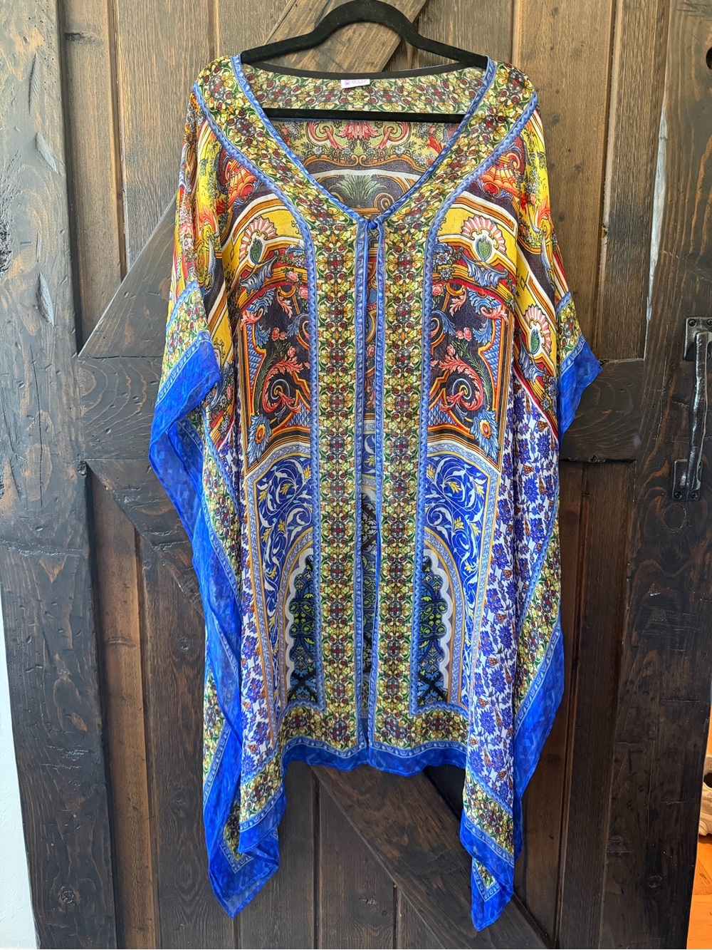 Sievya Handmade 100% Bemberg Kaftan | Boho Scarf Print Resort Cover Up Tunic